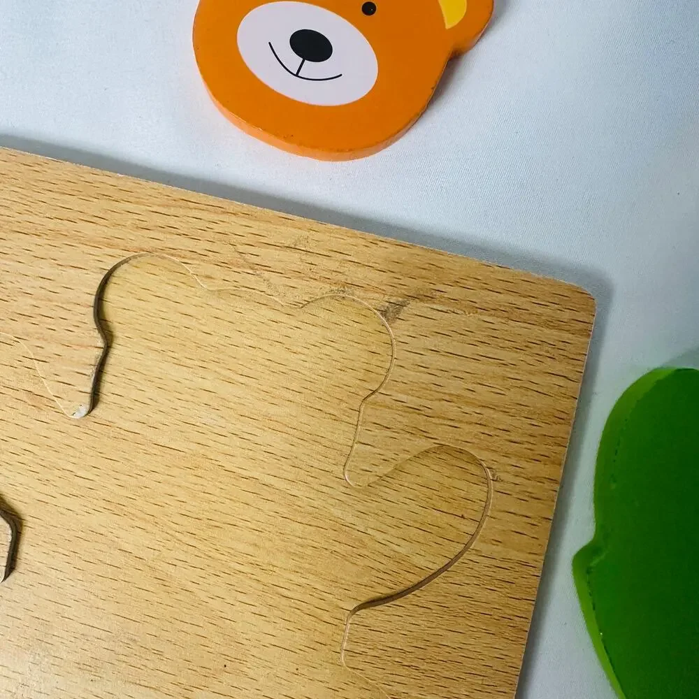 Vintage Teddy Bear Color Block Small Chunky Wooden Puzzle